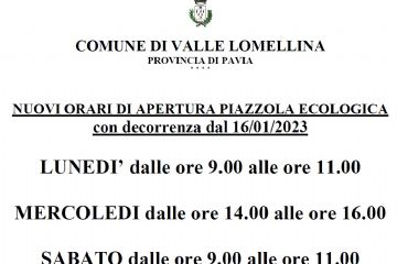 Nuovo orario piazzola ecologica