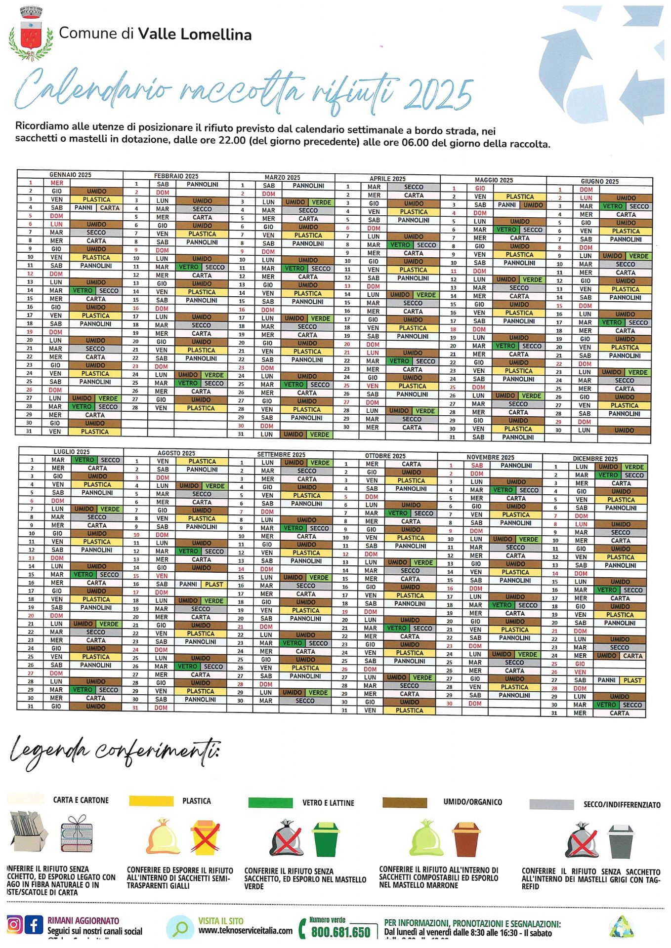 calendario raccolta rifiuti 2025